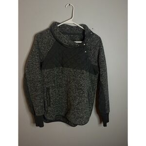 Abercrombie & Fitch Fleece Snap Pullover Sweater (Men's Med) Gray/Black Vintage